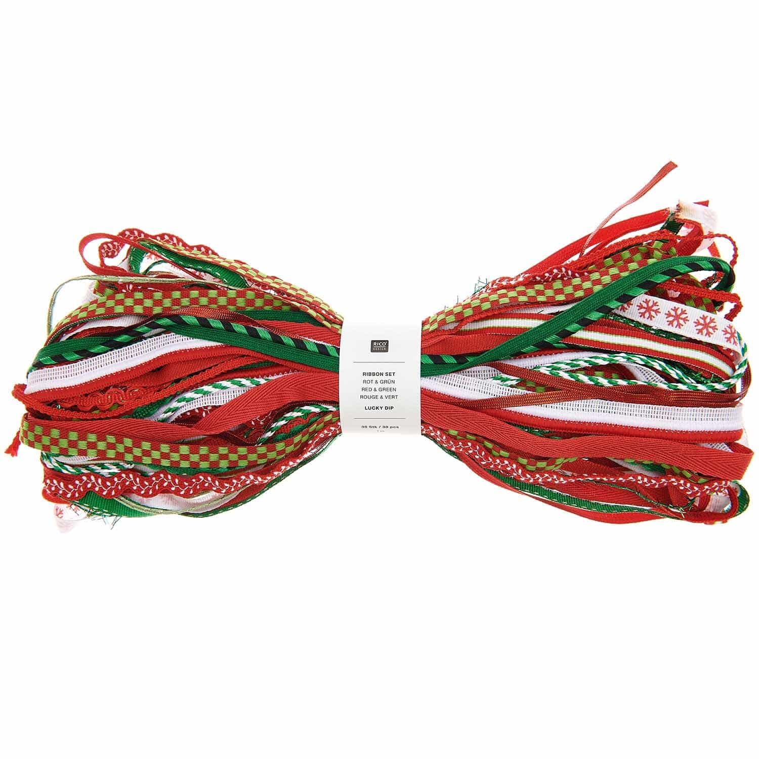 Rico Design Ribbon Set Lucky Dip 30teilig Rot-Grün